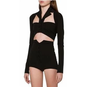 NEW PHILOSOPHY DI LORENZO SERAFINI long sleeve stretch cotton shrugs in black